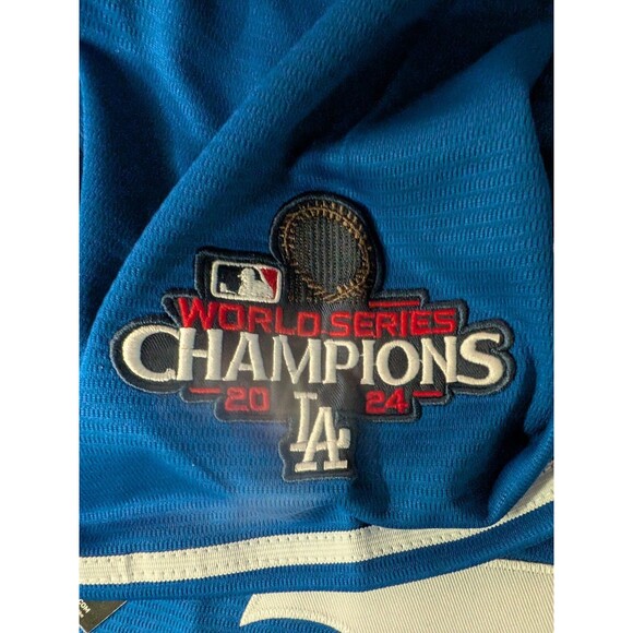 Shohei Ohtani #17 Los Angeles Dodgers Blue 2024 World Series Kanji Jersey XL - Picture 6 of 7